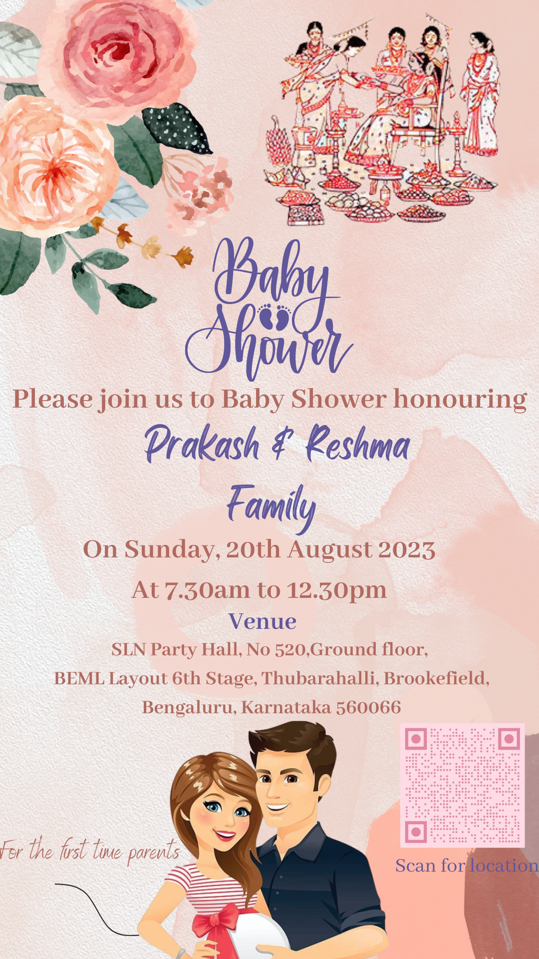Pink Floral Baby Shower E-Invitation-EINK0025