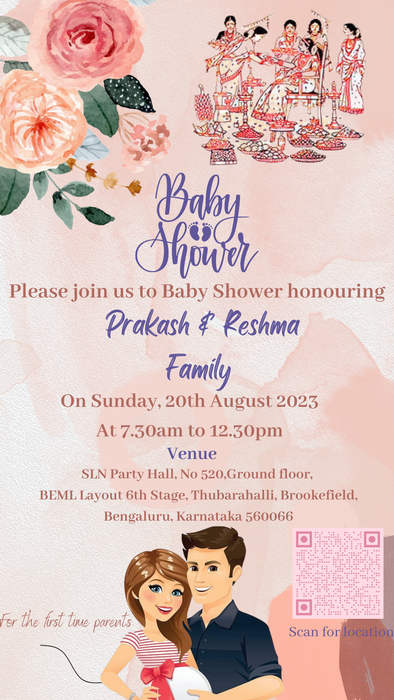 Pink Floral Baby Shower E-Invitation-EINK0025