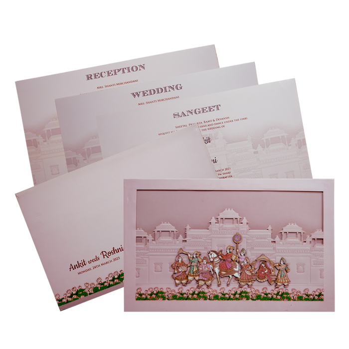 Peach Royal Padded Wedding Invitation-King of Cards