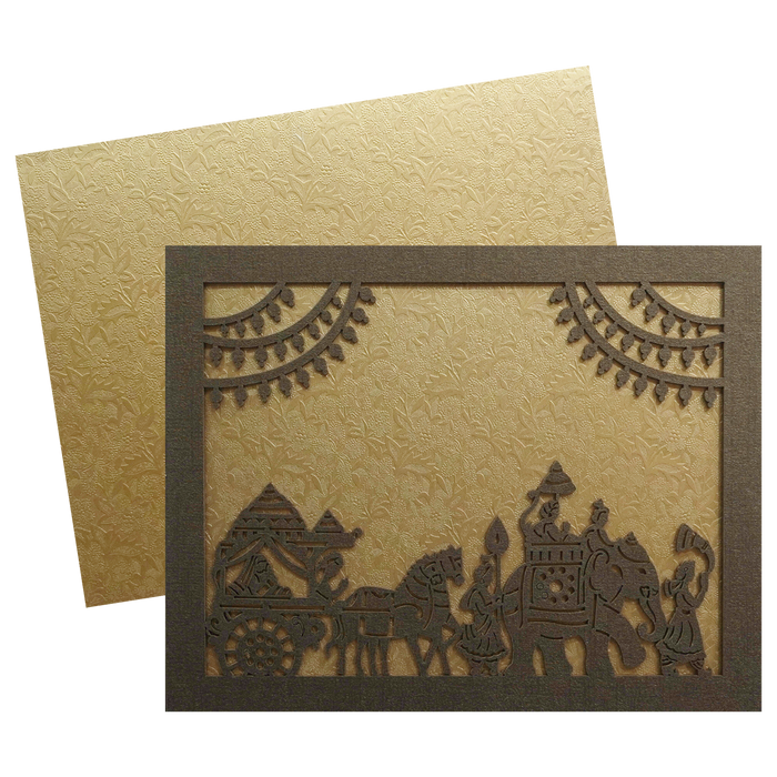 Golden Lazer Cut MDF Invitation Card-King of Cards
