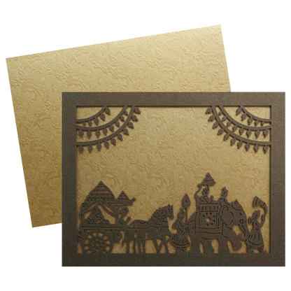 Golden Lazer Cut MDF Invitation Card-KSI11590