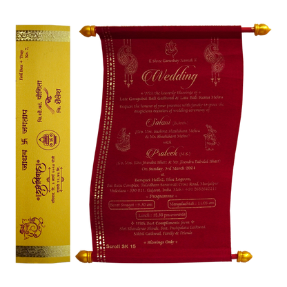 Crimson Red Satin Scroll Card-King of Cards