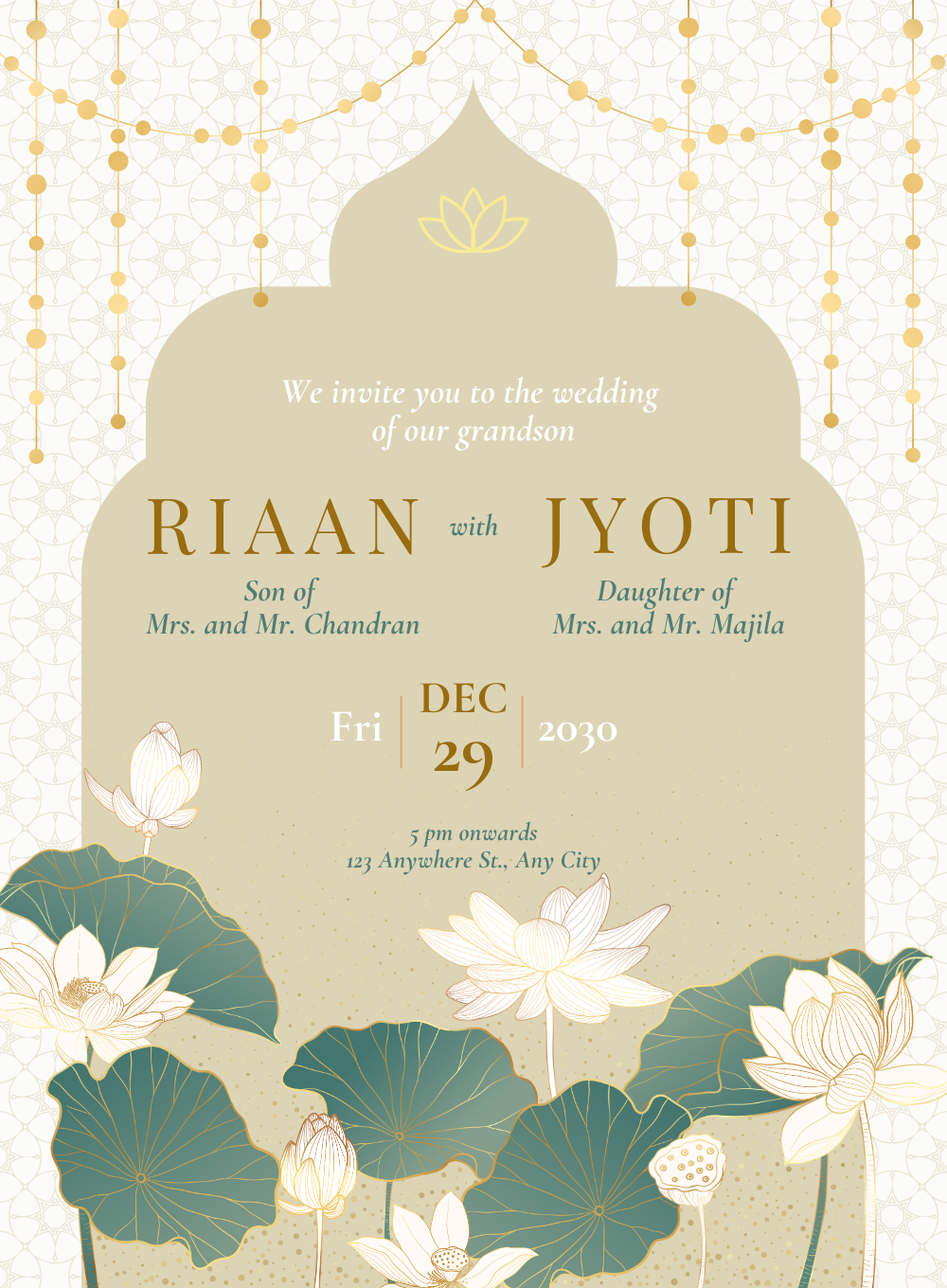Grey Floral Hindu Wedding Invitation-AAHIN004