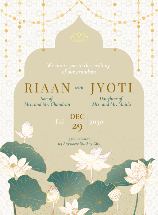 Grey Floral Hindu Wedding Invitation-AAHIN004