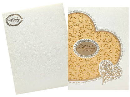 Gold Heart Premium Screen Wolly Wedding Invitation-KNK7049W