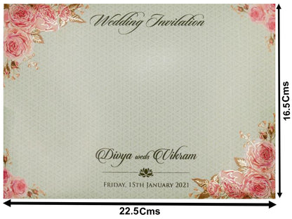 Pink Floral Design In Horizontal Pattern Invitation Card-KNBT2060