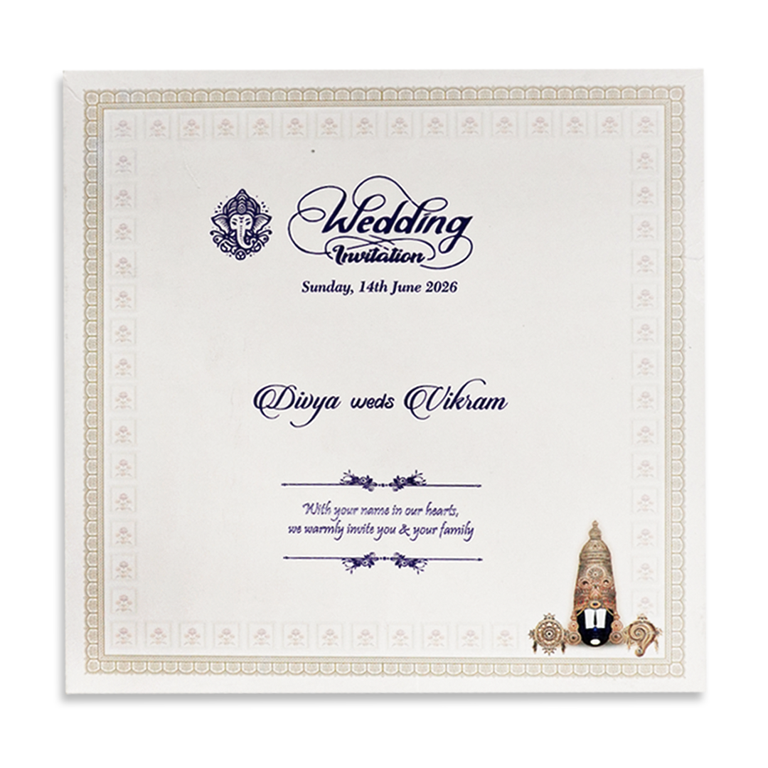 White Balaji Traditional Wedding Card-KNKD8110
