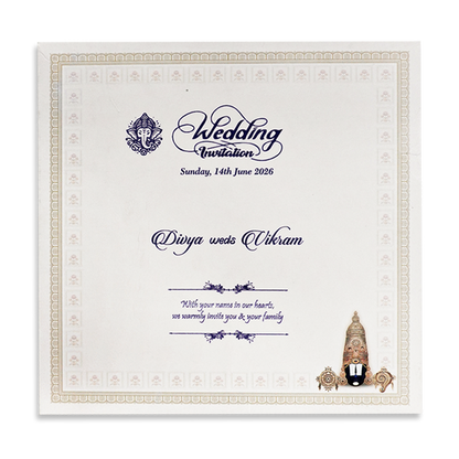 White Balaji Traditional Wedding Card-KNKD8110
