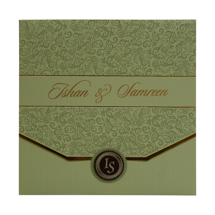Pista Green Floral Wedding Invitation-King of Cards