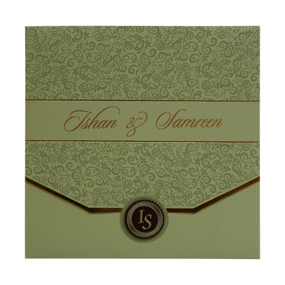 Pista Green Floral Wedding Invitation-King of Cards