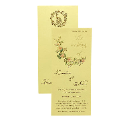 Elegant and attractive Cream floral single sheet invitation card! Buy now! &amp;