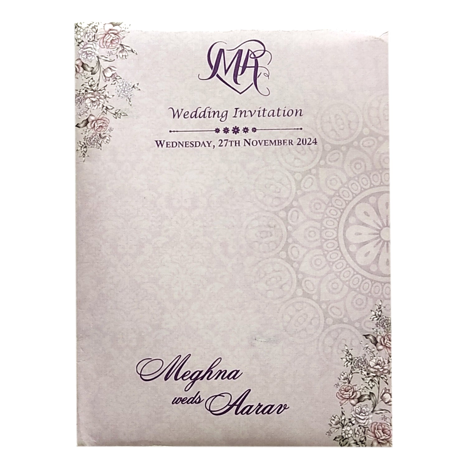 Pale Lilac Floral Invitation-KVN06780