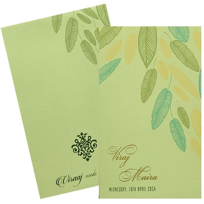 Pastel Green Leaf Design Invitation Card-King of Cards