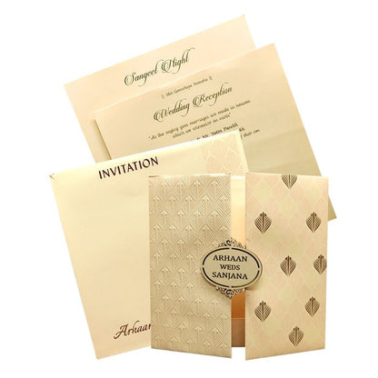 Peach Embossed Padded Invitation Card-KRC27421