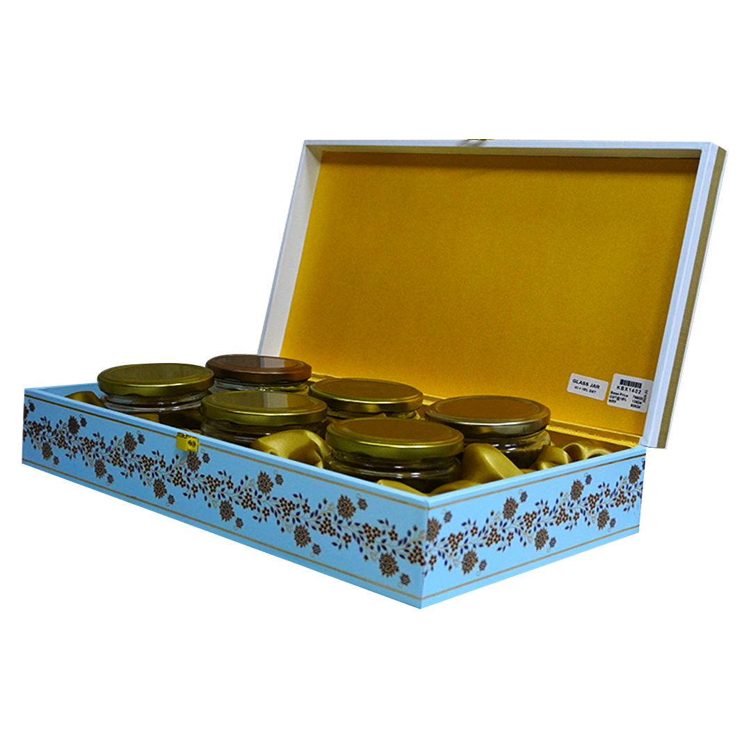 Blue Peacock Floral Box Invitation-KBX1402