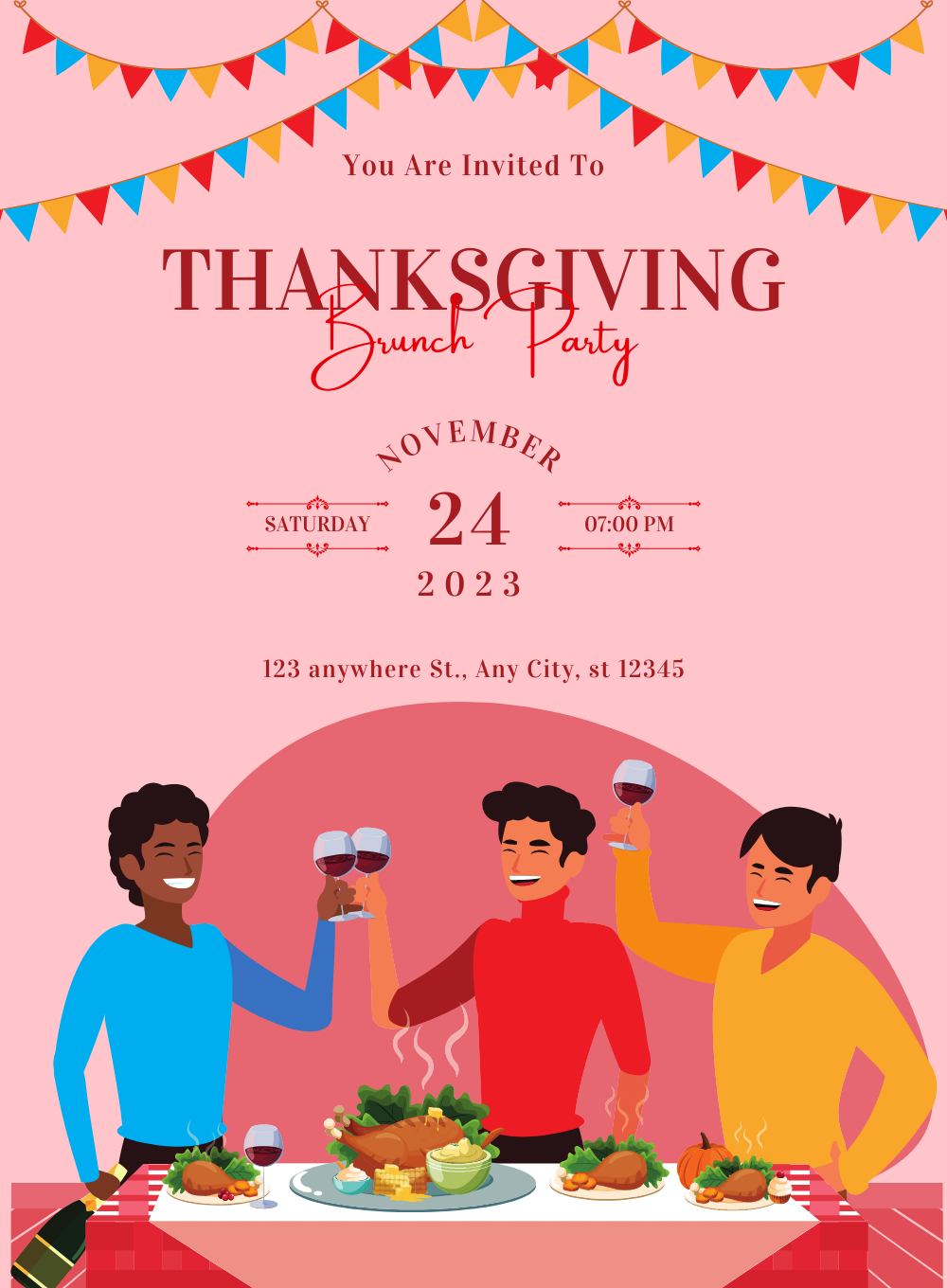 Pink Gathering Friends Booze Night Invitation-AAFBN001