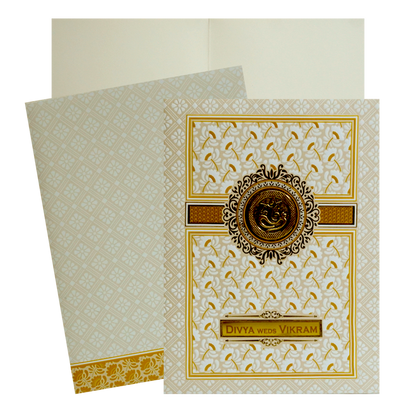 White Ganesha Nameplate Wedding Invitation-King of Cards
