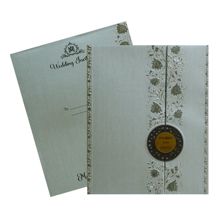 Greyish Green Padded Wedding Card-King of Cards