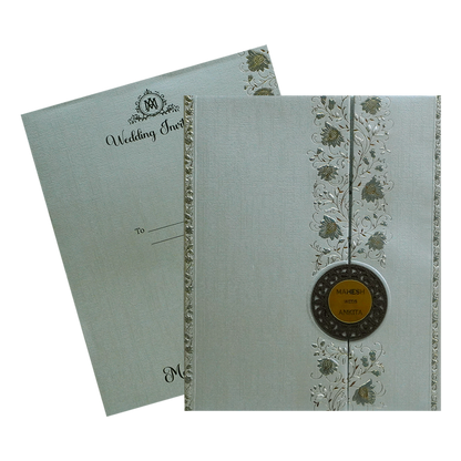 Greyish Green Padded Wedding Card-King of Cards