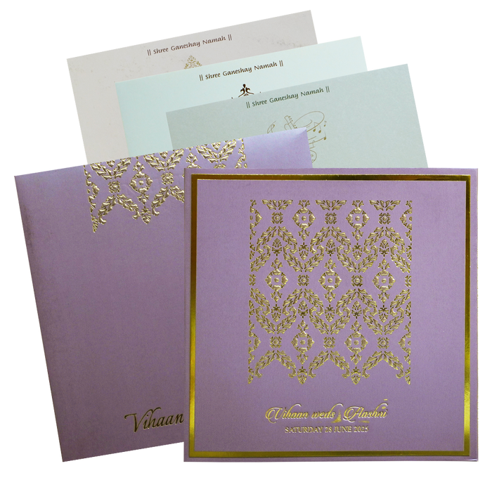 Lavender Gold Floral Padded Wedding Card-King of Cards