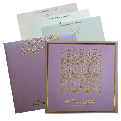 Lavender Gold Floral Padded Wedding Card-King of Cards
