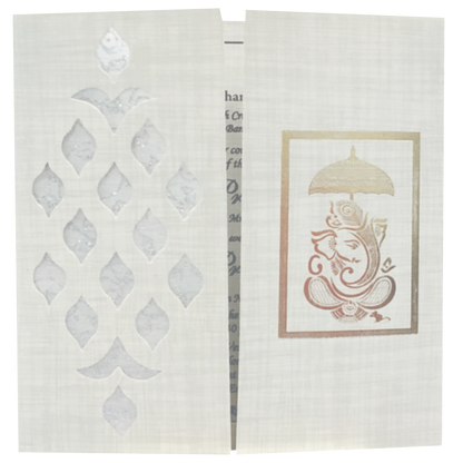 Grey Gold Metallic Laser Cut With Gold Wolly And Gold Ganesha Print-KNRP43420