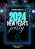 Black Fireworks New Year Party Invitation-AANYI001