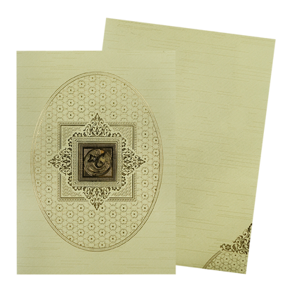 Green Gold Foil Ganesha Wedding Card-KNKR042N