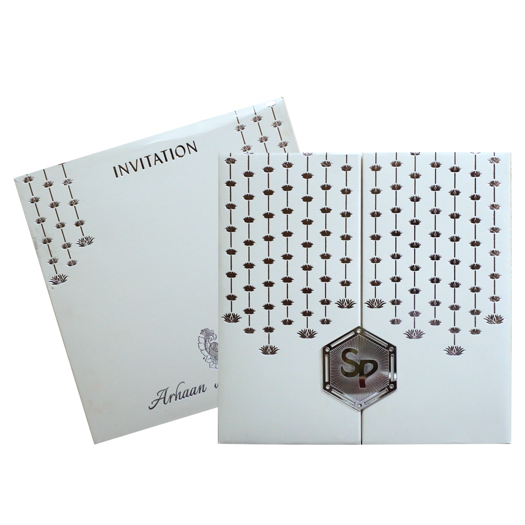 White Door Padded Wedding Card-KRC30441