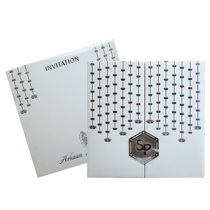 White Door Padded Wedding Card-KRC30441