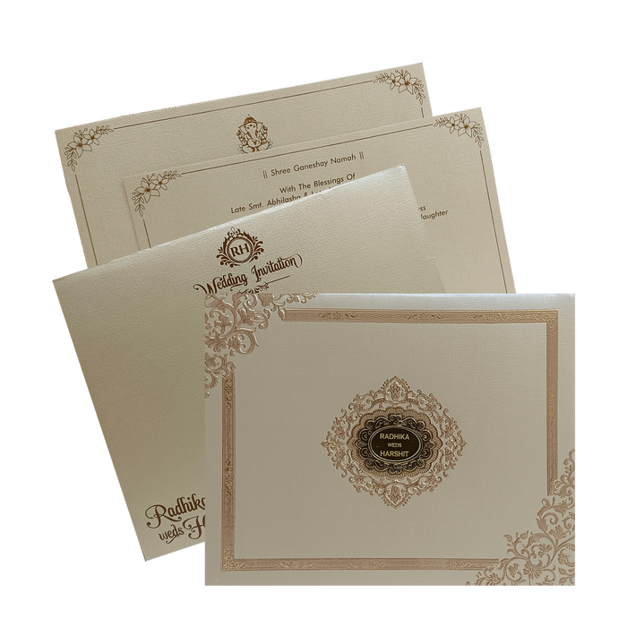 Metallic Light Brown Wedding Card-King of Cards