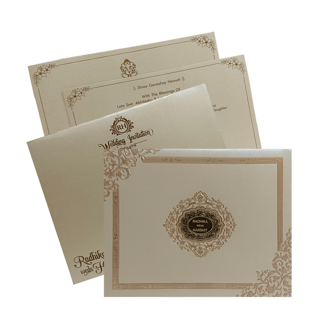 Celebrate in style with customized Metallic Light Brown Wedding Card Order now! ?WhatsApp Support ?Express Delivery.