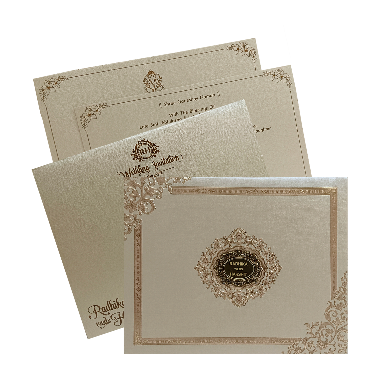 Celebrate in style with customized Metallic Light Brown Wedding Card Order now! ?WhatsApp Support ?Express Delivery.