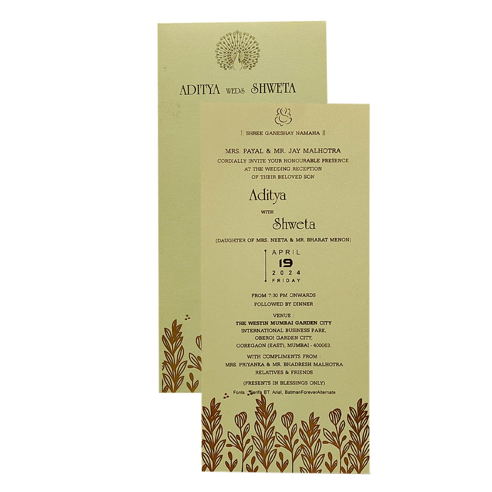 Grey Floral Foil Single Sheet Invitation Card – King of Cards
