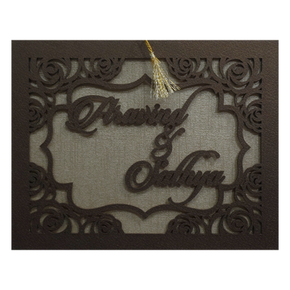 Shiny Golden MDF Wedding Card-KSI11570