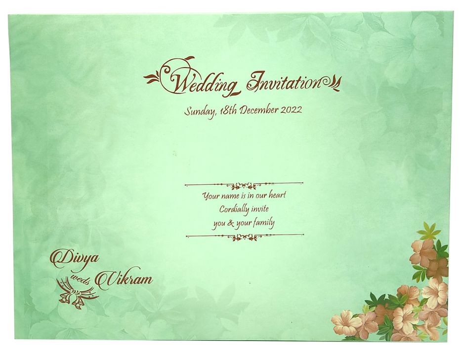 Green Padded Floral Design In Offset With Lamination-KNPO9902G-King of Cards