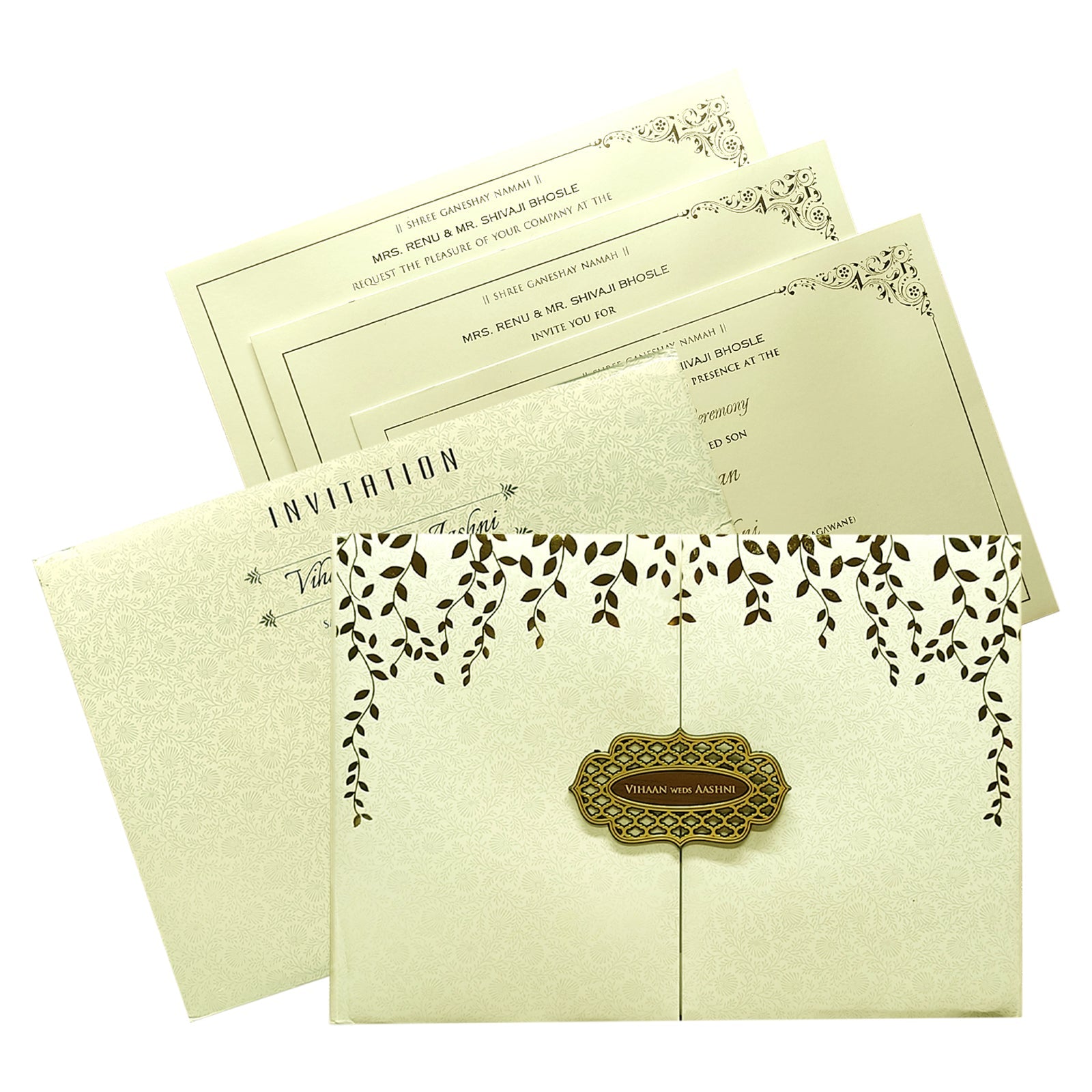 Selling Cream foil padded invitation card online. Buying invitation cards made easy with King of Cards! &amp;