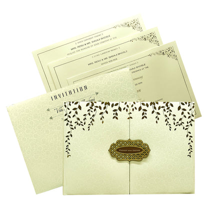 Selling Cream foil padded invitation card online. Buying invitation cards made easy with King of Cards! &amp;