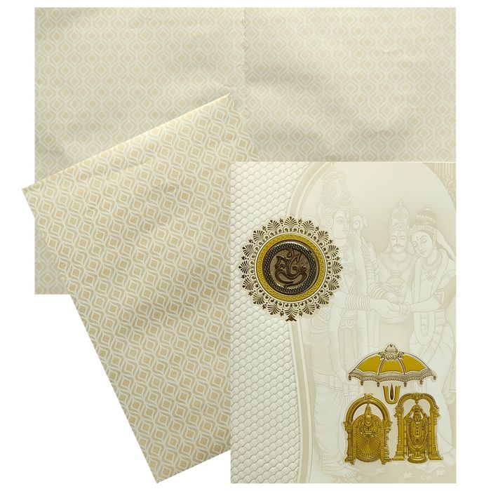 White Balaji Padmavathi Invitation Card-King of Cards