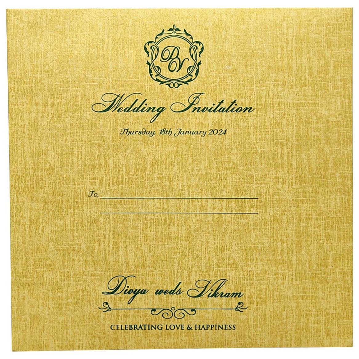 Gold Padded Invitation Card With Gold Foiling-KNPO5520N-King of Cards