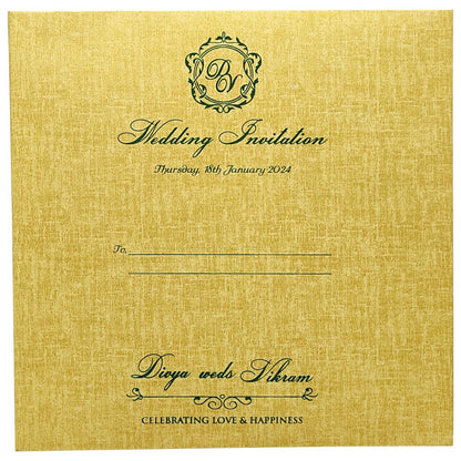 Gold Padded Invitation Card With Gold Foiling-KNPO5520N-King of Cards