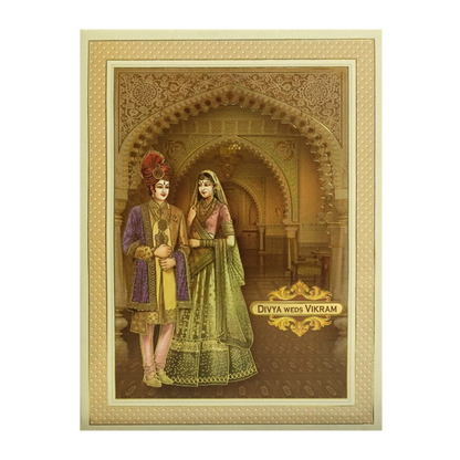 Cream Bride Groom Nameplate Wedding Card-KNKJ1134