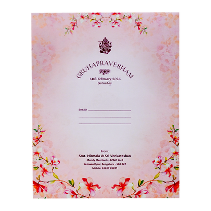 Pink Floral Design Nameplate Wedding Invitation - KNKJ1103