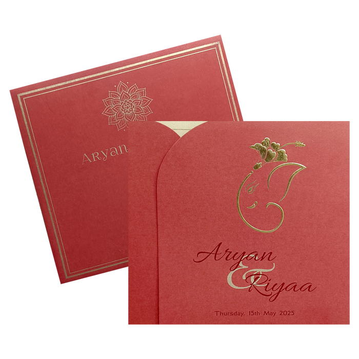Red Ganesha Wedding Card-King of Cards