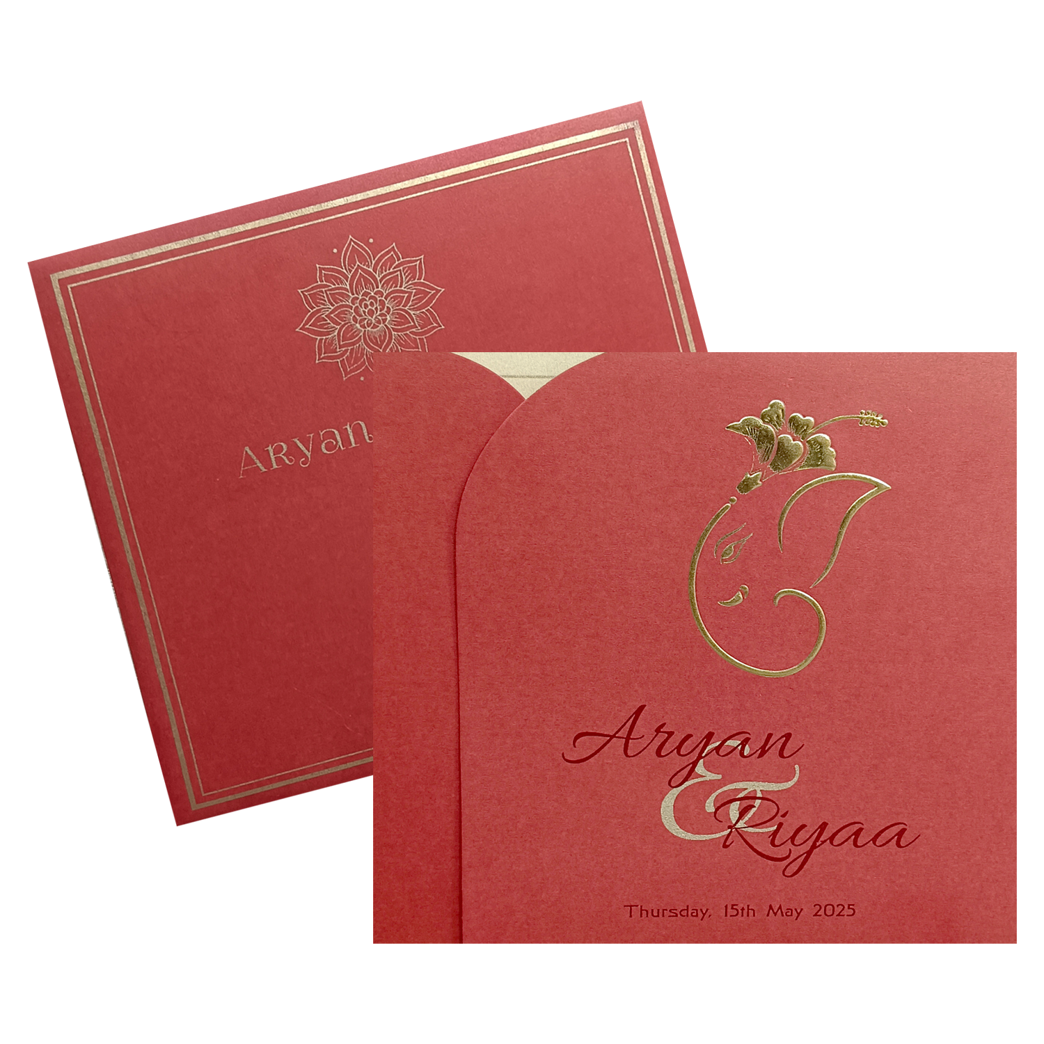 Red Ganesha Wedding Card-KRC30101