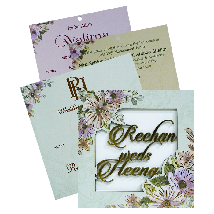 Glacial Green MDF Invitation Card-KVN07040