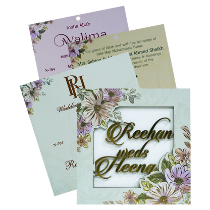 Glacial Green MDF Invitation Card-KVN07040