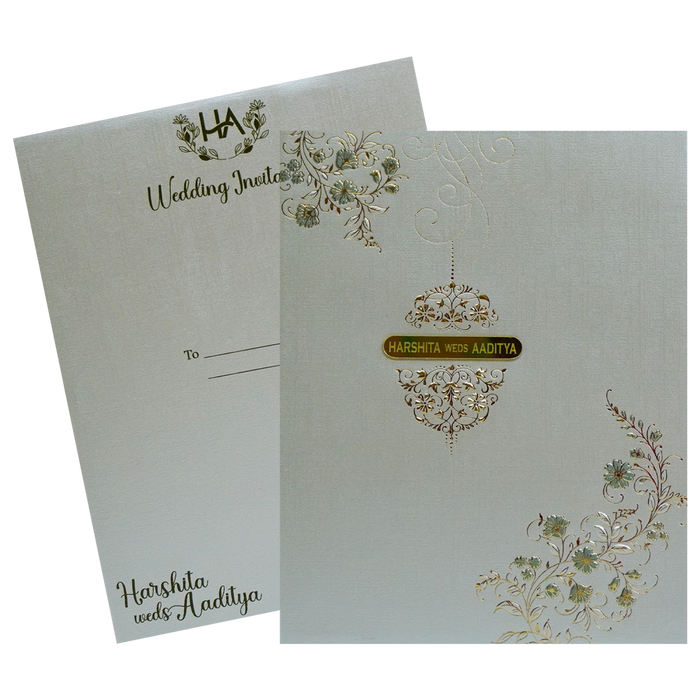 Greyish Green Padded Invitation-King of Cards