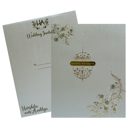 Greyish Green Padded Invitation-King of Cards