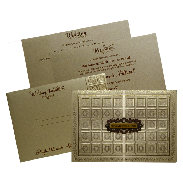 Metallic Light Brown Door Invitation-King of Cards